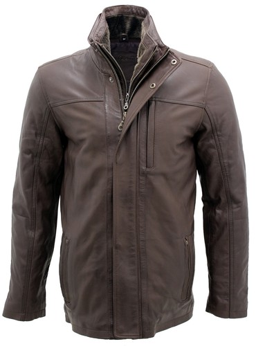 Veste motard cuir marron - de,