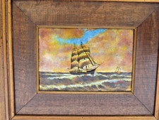 ANCIEN Emaux d'Art Limoges bateau - signé SARLANDIE - " Le Grand Voilier "  TBE