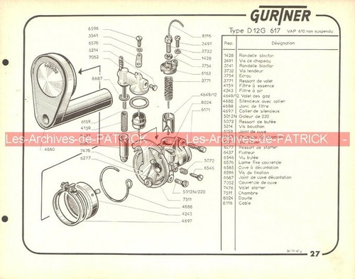 Fiche carburateur gurtner type - gurtner,