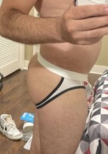 Men's New Sexy White Mesh Jock