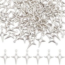 1 boîte de 100 Breloques en Forme D'Étoile Argentée en Vrac Breloque en Forme...