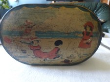 ancienne boite à café en fer "au planteur de caiffa" ovale couvercle bombé