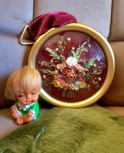 Cadre rond vintage fleurs - vintage,