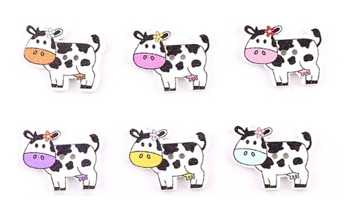 Lot boutons bois vache - lot, 6