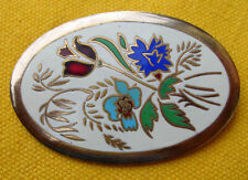 ancienne BROCHE FLORALE en émail cloisonné (vers 1930) floral enamel brooch