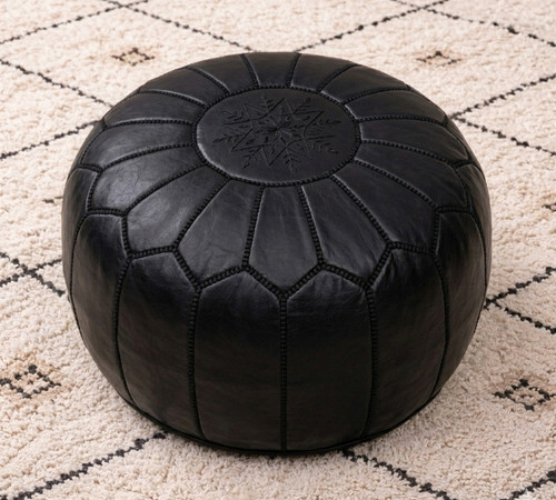 Black moroccan pouf white - pouf-,