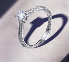 14K White Gold Engagement Ring 0.70ct Total Diamonds-0.25ct CenterD, 55mm (17,3)