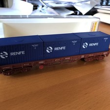 ELECTROTREN HO 5130K : WAGON PLAT RENFE PORTE CONTAINER EN BOÎTE