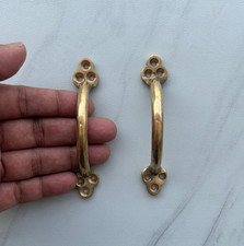 Lot de 2 poignées vintage en laiton 3 trous pour porte fenêtre armoire tiroir