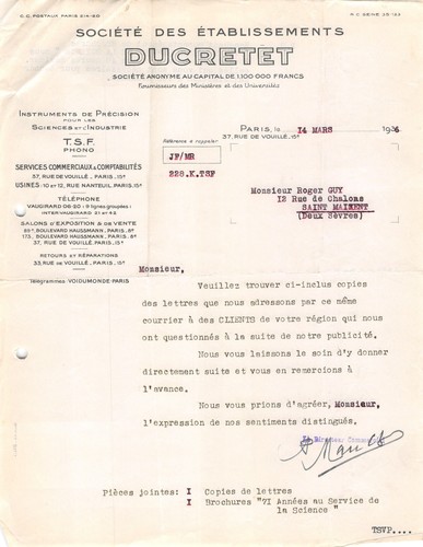 1936 societe des ets ducretet - des,