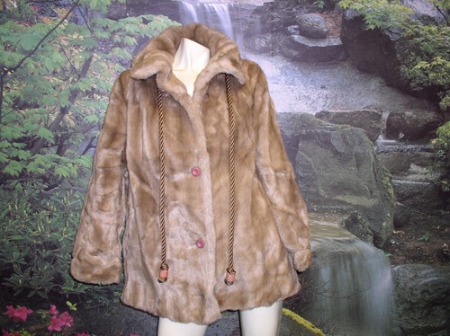 Beige brown vintage faux - brown, fur