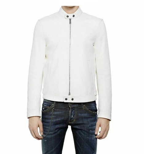Blouson cuir blanc - , homme