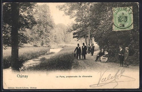 Cpa chimay parc promenade - cpa, parc,