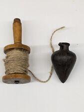 Ancien fil à plomb forme toupie en fer forgé 18 ème et sa bobine art populaire 