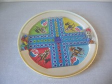 Ancien jeu de dada petits chevaux couvercle baril de lessive SKIP rétro vintage