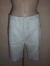 BERMUDA FEMME DETENTE A CARREAU BLANC ET BLEU CLAIR 2 POCHES AVANT TAILLE 38