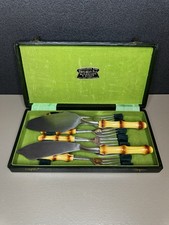 Coffret couverts à dessert bambou – Tholozon & Fils St-Étienne vintage