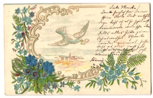 Carte postale gaufrée - , en