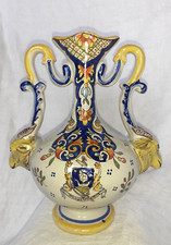 Vase en céramique de BOULOGNE Jules Verlingue 1903 A 1920 tête de bouc