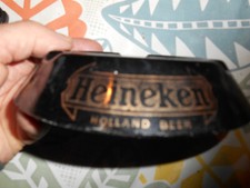 cendrier ancien heineken biere verre fumée inscription or bon état collection