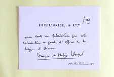 Carte autographe François et Philippe HEUGEL - Editeurs de musique