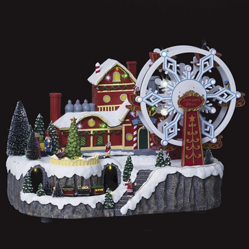 Village lumineux noël roue - village,