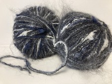 Lot De 10 Pelotes De Laine Mohair Fantaisie Gris Et Bleu/ Fabriqué En France