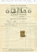 Dépt 16 - Cognac Rue d'Isly - Belle Entête Atelier de Tonnellerie du 30/11/1880