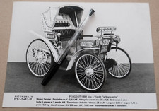 PEUGEOT 1892 VIS-A-VIS LA MARGUERITE Photo Foto Presse Originale *No Brochure