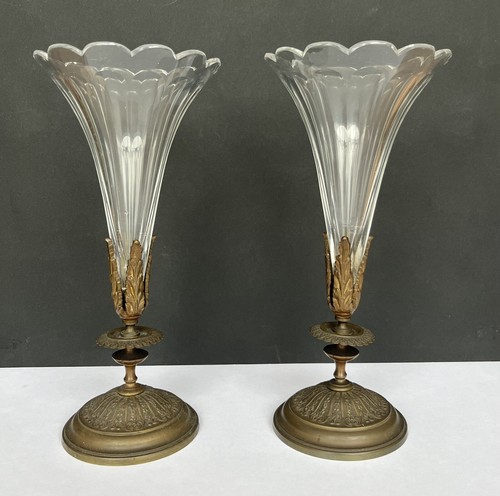 Paire vases anciens cornet - paire,