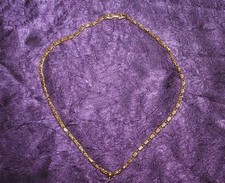 3D Dimensional Rectangular Herringbone Gold Plated 21" Necklace w/Pendant Clasp