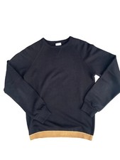 Dries Van Noten Black  Crewneck Sweatshirt Contrast Beige band at bottom Size S