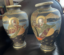 Paire de Grands et Beaux Vases Japonais Satsuma début 20ème Siècle