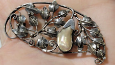 Ancien Naturel Baroque Perle Main Fabriqué Argent Sterling Fruit Vine Ivy Broche