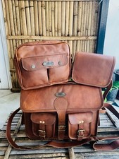 Homme Cuir Véritable Vintage Ordinateur Portable Messager Handmade Sac Avec Deux