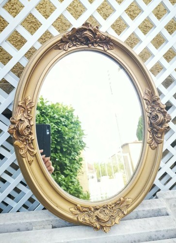 Ancien magnifique miroir ovale - miroir,