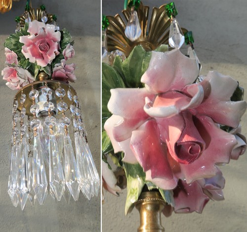 Porcelain rose pink chandelier - porcelain,