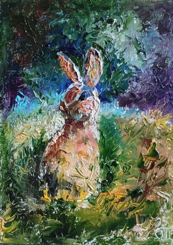 Painting hare oil - painting, "hare".