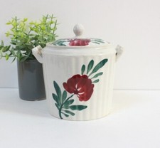Pot / sucrier  ancien décor Fleur rouge
