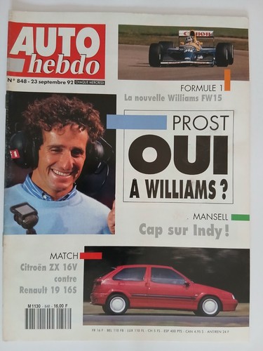Auto hebdo 848 9 1992 - n°848, 23/9/1992