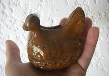 Tirelire à Casser Ancienne & Céramique Vernissée & Poule & Panier & France