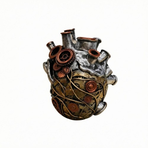 Vase cœur steampunk finition - vase, steampunk,