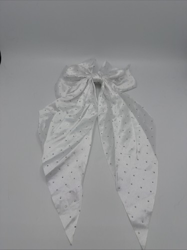 Grand noeud satin blanc - grand, strass