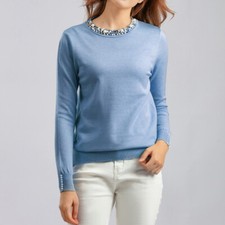 Femme Pull Perles Bord Décor