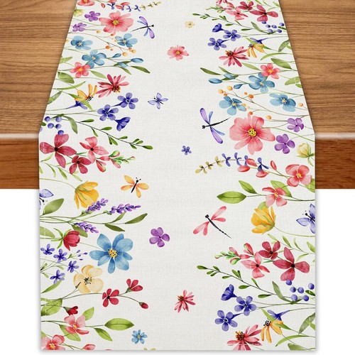 Flowers spring table runner - spring,