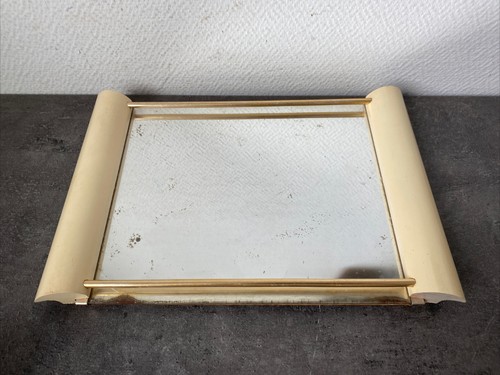 Ancien plateau bois miroir art - bois,