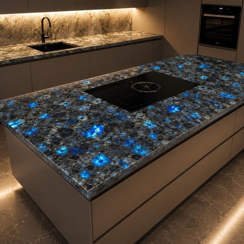 Labradorite kitchen countertop - kitchen,