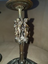 Belle paire de bougeoirs anciens en BRONZE doré 19éme / N III décorée PERSONNAGE