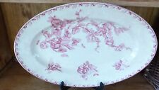 Rare grand plat ovale Sarreguemines modèle Stella rose TBE