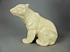 OURS ASSIS GRIZZLY OURS BLANC EN CERAMIQUE CRAQUELEE LV CERAM SITTING BEAR 934